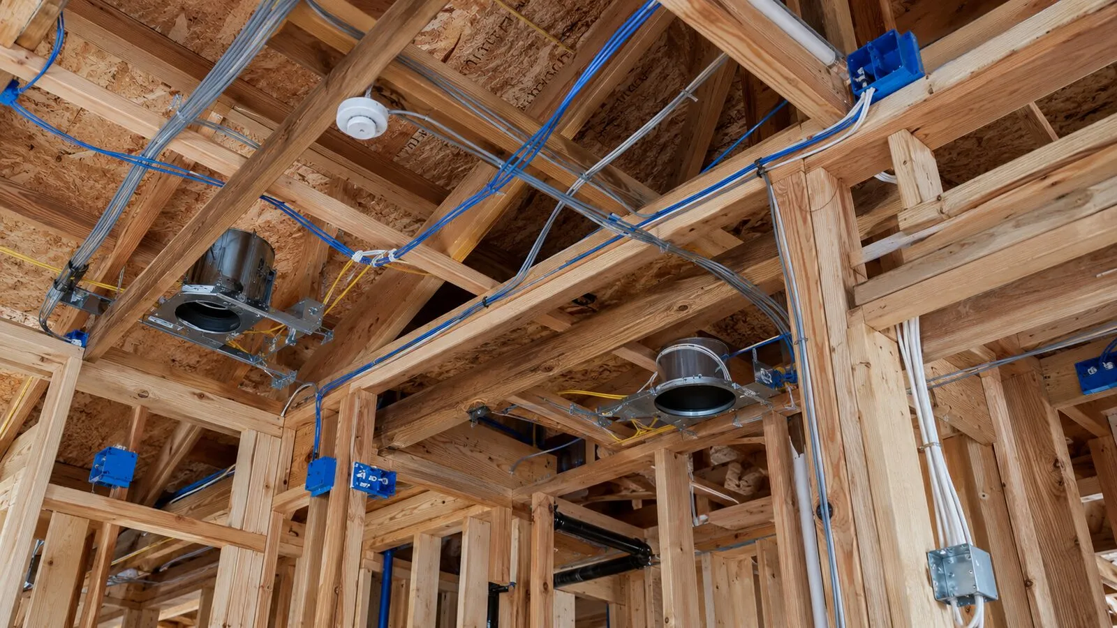 Overhead ceiling rough-in with conduit and recessed cans — C. Kennedy Electric